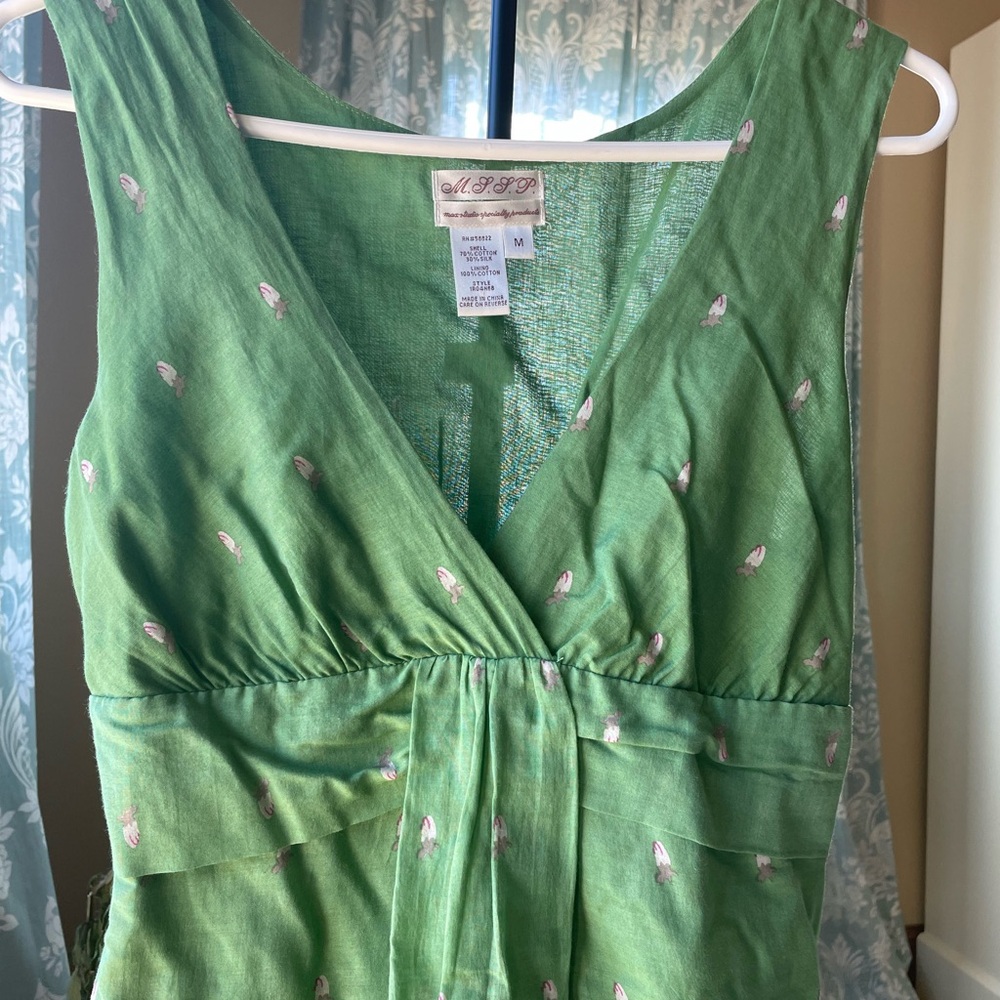 Vintage Max Studio silk blend green floral dress - Picture 7 of 12